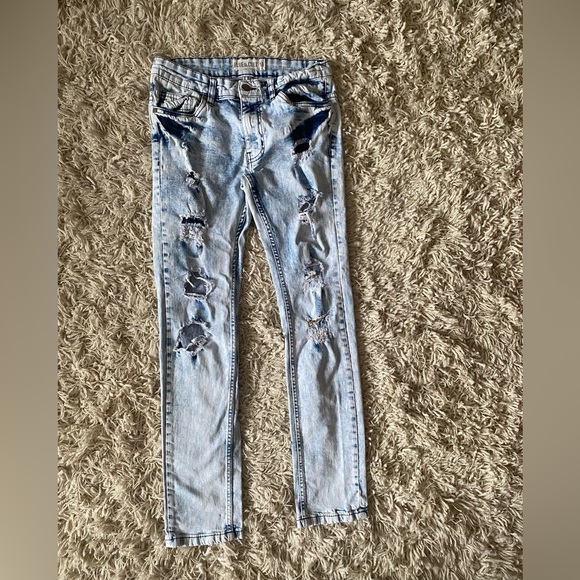 Blue Cut Denim Womens Jeans Size 16 Skinny Blue Light Wash Distressed - Picture 1 of 12